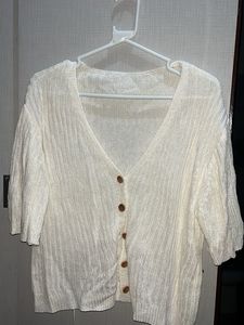 Cream Knit Button-Up Cardigan Top (s/m/l)