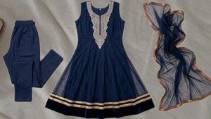 Elegant Navy Blue Embroidered Kurta Set