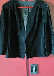 Elegant Black Velvet co-ord set. coat and medi