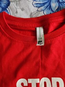 Red Cropped T-Shirt "Stop Making Sense"