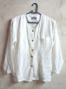 Trendy Button-Up Blouse White