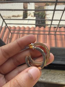Chic Gold toned Hoop Earrings with Gemstones