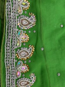 Parrot Green Colour Heavy Stone Work Saree With