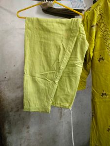 Yellow Embroidered Kurta with Pants
