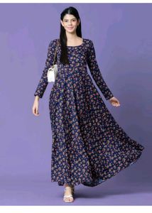 Elegant Navy Floral Maxi Dress