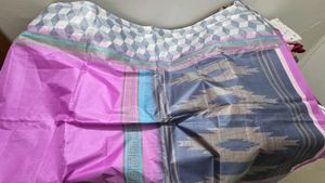 Elegant Pink Silk Saree without blouse