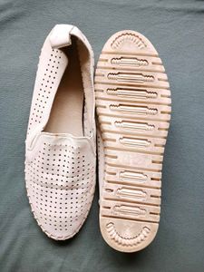 White Perforated Loafers &amp; Brown Flip Flops