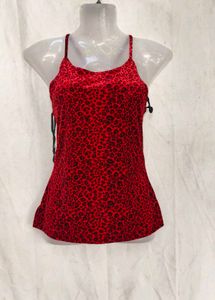 I. red animal print mini top