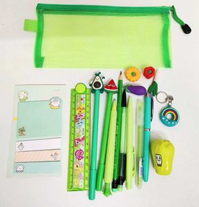 Cute Green Stationery Mix with Pencil Pouch