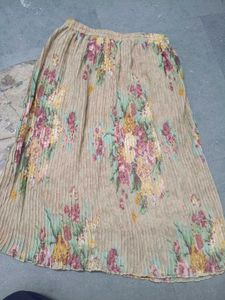 Pleated Floral Midi Skirt