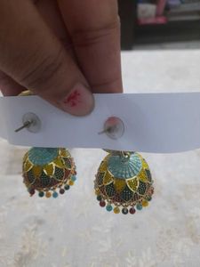 4 set of Oxidised Mirror Jhumka Earrings