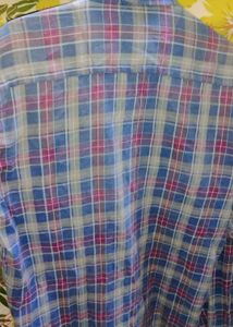 Men's Blue Plaid Casual Shirt