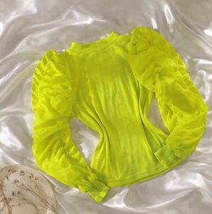Neon Puff Sleeve Top