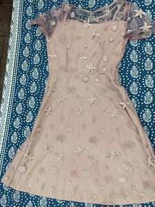 Seashell Embroidered Mesh Dress