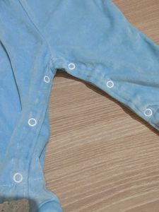 Baby Blue Velvet Romper