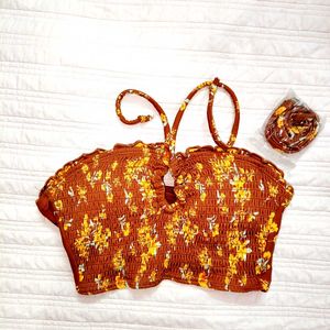 Chic Floral Smocked Tube Top