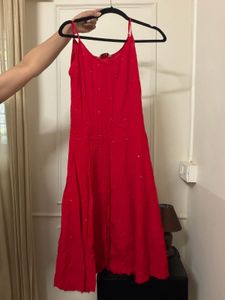 Red Kurta Set with White Dupatta