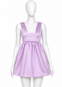 Lilac Satin A-Line Mini Dress