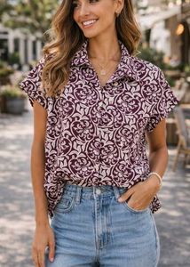 pintresty|cute|summer|crop Printed Shirt top💜
