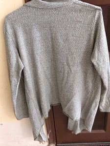 Women's Grey Textured Open Front Shrug