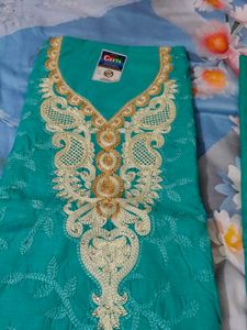 Embroidered Teal Kurta Set with Dupatta
