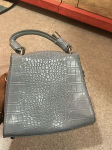 Stylish Light Blue Croc-Embossed Handbag