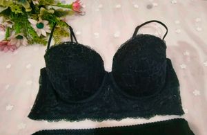 Black Lace net corset bra with brief 👍