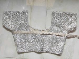 Elegant Silver Embroidered Blouse