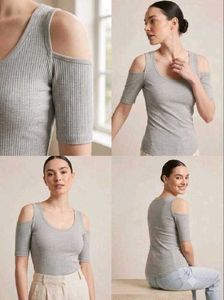 Grey Cold Shoulder Ribbed Dress