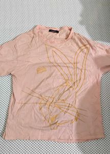 Peach Bugs Bunny Graphic T-Shirt