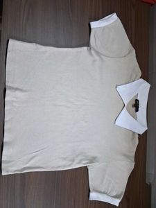Classic Collared Beige Top