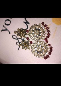 Red Kundan Set With Tika