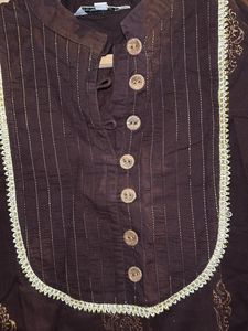 Coffee Brown Pure Cotton Kurti