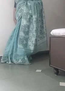 Beautiful Light Blue Saree with deer print