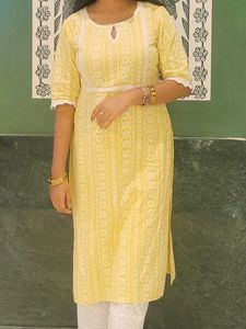 Yellow Chikankari Kurta
