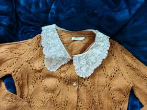Lace Collar Knit Cardigan