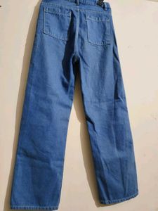 Blue Straight Leg Denim Jeans