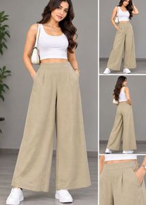 Khaki Wide-Leg Pants
