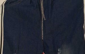 Distressed Denim Joggers with Side Stripes