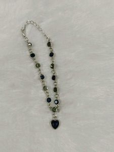 Heart Charm Bracelet with Blue Stones