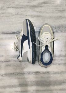 White & Blue Athletic Sneakers