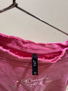 BOXY Pink Graphic Crop T-Shirt