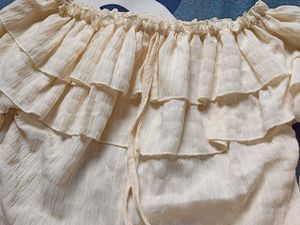 Cream Ruffle Off-Shoulder Top