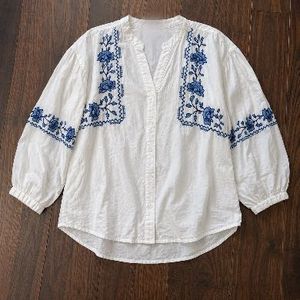 Embroidered White Boho Blouse