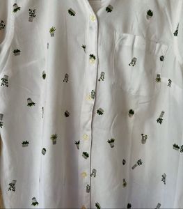 White Cactus Print Shirt