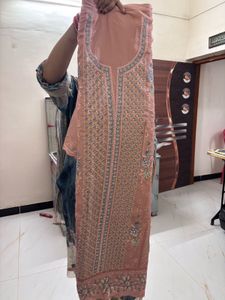 Elegant Peach Embroidered Kurta Set