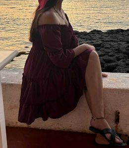 Burgundy Smocked Tiered Dress