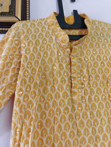 Yellow Embroidered Kurta
