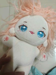 Cute Plush Doll with Pink Hair
