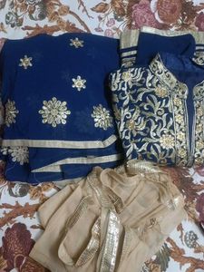 Blue party wear sharara suit